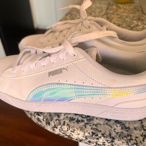 PUMA White Shoes with Iridescent Highlights